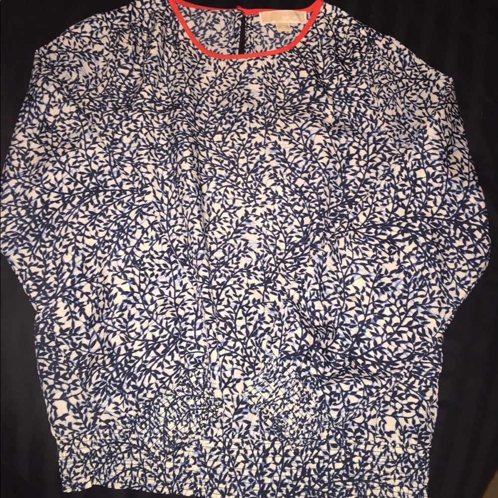 Michael Kors blue/ white patterned top